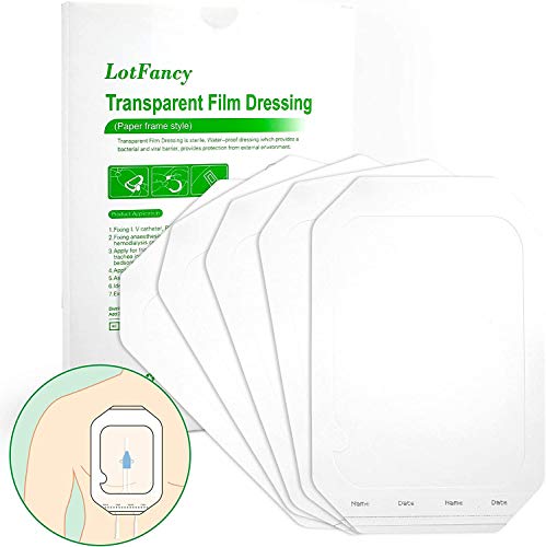 LotFancy 10PCS Apósito de película transparente 6x8 Pulgadas, Vendaje estéril, Adhesivo para Heridas para Posquirúrgico, Terapia de Cicatrices, Suministros Médicos, Apósitos para Tatuajes