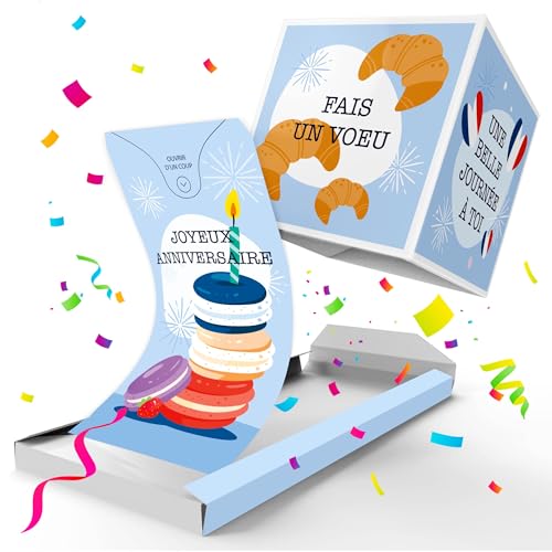 Notta&Belle FEEL LOVE EVERY MINUTE «BOUM!» Carte d'anniversaire Explosion Confettis – Carte Surprise Drôle et Originale, Blague Idée Prank pour Homme ou...