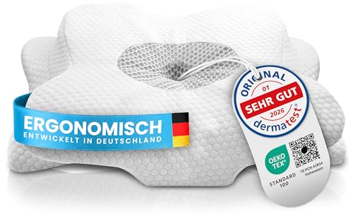 Orthopädisches Nackenstützkissen bei Nackenschmerzen aus hochwertigem Memory Foam - Ergonomisches Nackenkissen - Kopfkissen für Seiten-, Rücken- & Bauchschläfer - waschbarer Bezug bei 40°C