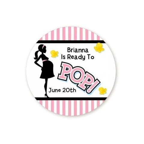 Classic Ready to Pop Stickers | Many Sizes & Colors to Choose from | Ready To Pop Baby Shower Stickers for Popcorn | Ready to Pop Stickers for a Girl or boy (Pink - Custom, 1.67) Cover