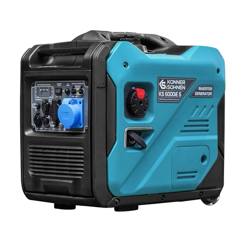 Könner & Söhnen KS 6000iE S Inverter Generador 5500W, Generador de Energía con Pantalla LED 6 en 1, Modo Eco, Generador de Energía de Emergencia con Bobinado de Cobre, Conexión ATS, Generador Euro V