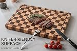 THETCHRY Cutting Boards for Kitchen, Checkered Cutting Board Upgraded, Acacia Wood Chopping Board with Juice Grooves & Handles, Large Butcher Block Serving Tray with Gift Box, 17" x 12" x 0.8"