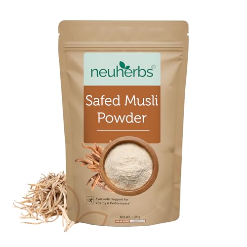 Image of Neuherbs Safed Musli Root Powder 100g | Ayurvedic Herbal Powder for Vitality, Strength & Stamina Support | Safed Musli for Wellness & Daily Energy