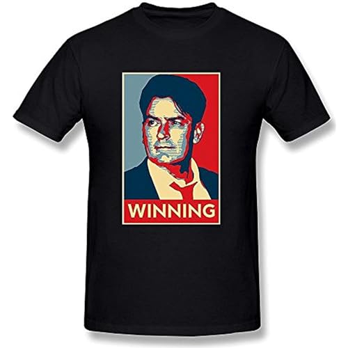 GOLDROAST Men's Charlie Sheen Winning T Shirt O-Neck Unisex Short Sleeve T-Shirt Black XL