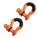 HFS(R) シャックル 牽引 2点セット 4.75T 7/ 8"ネジピン Dリング 二重保護 高強度 車両 (オレンジ)