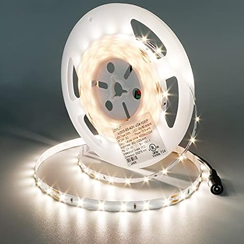 JOYLIT 24V LED Strip Lights 5M 4000K Natural White 4500LM CRI 90+, CE UL Listed Premium 300LEDs SMD 2835 50W Self Adhesive Tape Light, Flexible Cuttable Light Strips for Commercial, Home, Industrial Cover