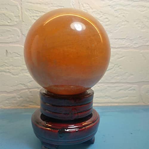 FFIME Specimen Healed Large Natural Lemon Calcite Crystal Balls for Home Decoration 95-100mm+Base As a Gift