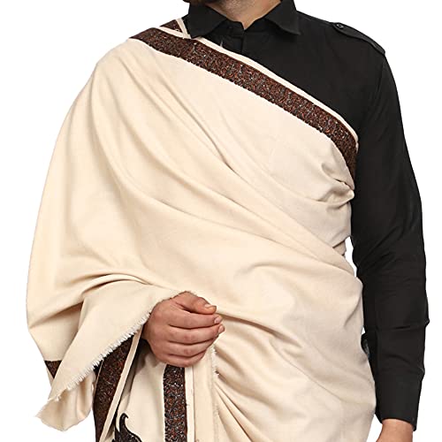 Image of SWI WITH LABEL Men's Kashmiri Embroidered Wool Shawl