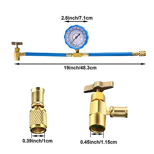 2 Pack Bpv31 Piercing Tap Valve Kits Compatible With 1/4, 5/16, 3/8 Inch Outer Diameter Pipes And R134A Air Conditioning Refrigerant Charging Hose With Gauge, Connect To R12/ R22 Port Only #TOP23