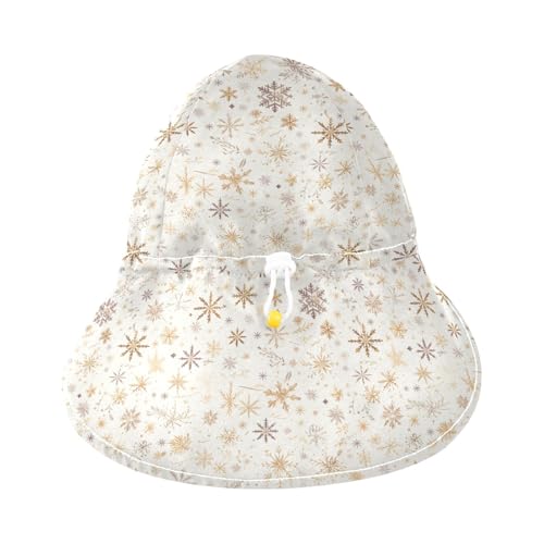 Infant Sun Hats Boy Beach Bucket Hat Toddler Girl Sun Protection Adjustable Traveling Swim Hat Cartoon Snow Christmas Gold3