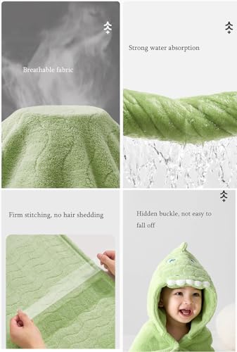 Image of Soft Fleece Baby Hooded Bath Towel Infant Bathrobe Cute Animal Dinosaur Hood Absorbent Beach Towel
