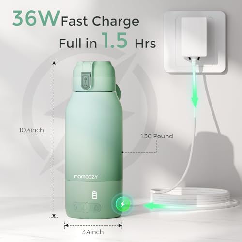 Momcozy Portable Milk Warmer for Travel – Dual Heating Modes for Breast Milk & Water, Portable Bottle Warmer with Fast Heating & Long Battery Life, 17 Ounces Large Capacity to Meet Your All-Day Needs - Image 9