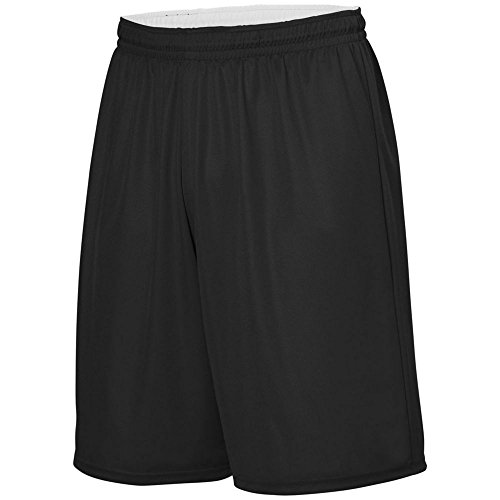 Augusta Activewear Youth Reversible Wicking Short, Black/White, Large