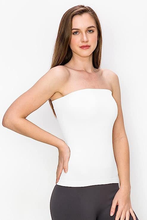 Image of Women's /Girl's Strapless Stretchable Long Bandeau Tube Top Camisole Free Size