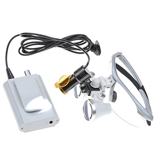 Nski 2.5X Loupes Magnifying Glasses + 5W Lamp Belt Clip Type With Filter Aluminum Box (Silver) #TOP4