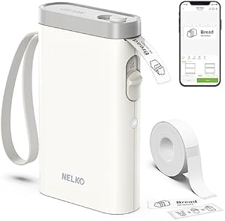 NELKO P21 Label Maker Machine with Tape, Portable Bluetooth Label Printer, Wireless Handheld Sticker Maker Mini Label Makers with Multiple Templates, Light Yellow
