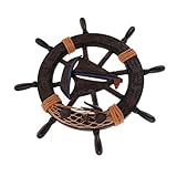 Charme nautique méditerranéen : cette décoration murale à poignée amovible ajoute une touche forte à vos murs, idéale pour tout décor sur le thème nautique, décoration d'halloween pirate, volant de bateau en bois