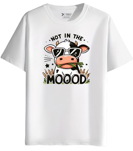 Image of XENOVAURBAN Men's Regular Fit Printed Round Neck Cotton T-Shirt | Graphic Printed Casual Wear Unisex Fit XS to 3XL Tshirt RN-MOOOD