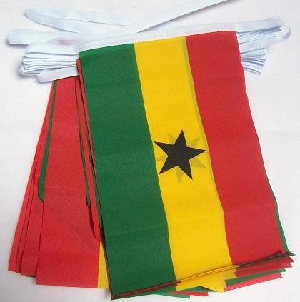 AZ FLAG - Ghana Flag Garland - 6 Metres with 20 Ghanaian Bunting 21x14cm - Small Flags 100% Polyester - 60g