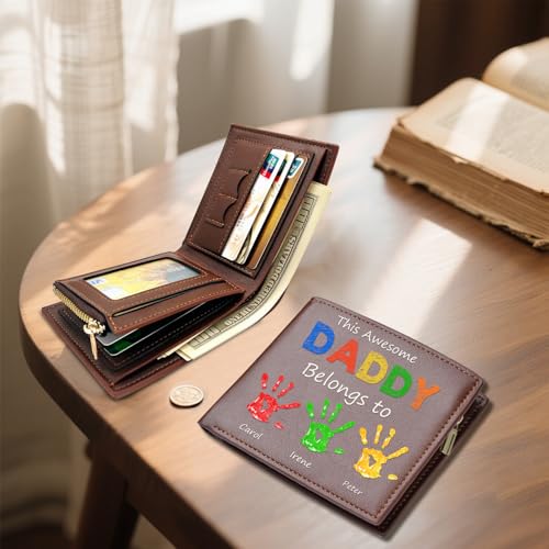Best Dad Ever Personalized Leather Wallet,Custom Double-Sided Printed Bifold Wallets with Engraved Name and Portrait,Fathers Day Birthday Gifts for Dad Grandpa4