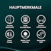 Hisense RB3K330SAFC Kühl-Gefrierkombination/Freistehend/ 330L/ 35dB/ EEK: C/Perfekt KitchenFit/Boden-Kühlsystem/Deep Freeze/Metal-Tech Cooling / 0℃ Fresh Box / (BxHxT): 59,5× 185,6× 60cm/ Schwarz – Ansicht 4