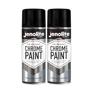 JENOLITE Chrome Spray Paint | Smooth Metallic Silver | Chrome Colour | Multi-Surface Paint For Metal, Wood, Plastic, Ceramic | Suitable For Interior & Exterior Use | 2 x 400ml