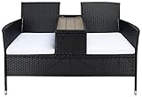 viora cidimu  Safavieh Outdoor Collection Viora Wicker Loveseat PAT7710A, Black/White Cushion