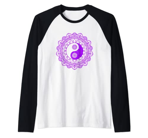 Ying Yang Vintage Meditation Yoga espiritualidad budismo Camiseta Manga Raglan