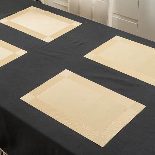 Image of HOKIPO PVC Washable 4 Pieces Dining Table Mats - 45x30 cm, Champagne Gold (AR-6713-GLDN*4)