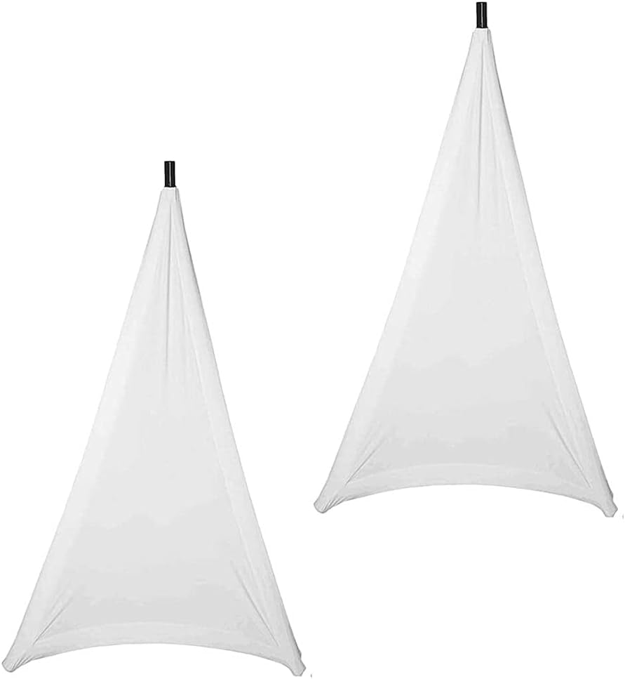 J&C 2 Pcs Speaker Stand Cover Tripod Stand Scrim Triple 3 Sided DJ Speaker Spandex Stretch Cover Light Stand Skirt Protection Cover for Indoor and Outdoor Use (Black)