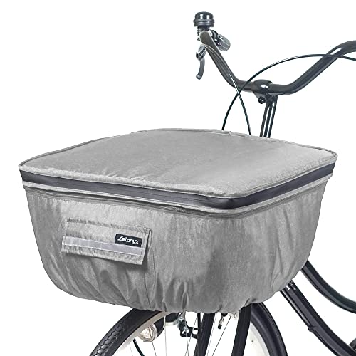 自転車 ワイド 浅型 2段式 防水 前かごカバー AX-715 大きめ BIG サイズ 前カゴカバー レインカバー AETONYX アエトニクス AX-710 ワイド浅型/プリントグレー（ワイド浅型カゴ対応）の商品画像（Amazon）