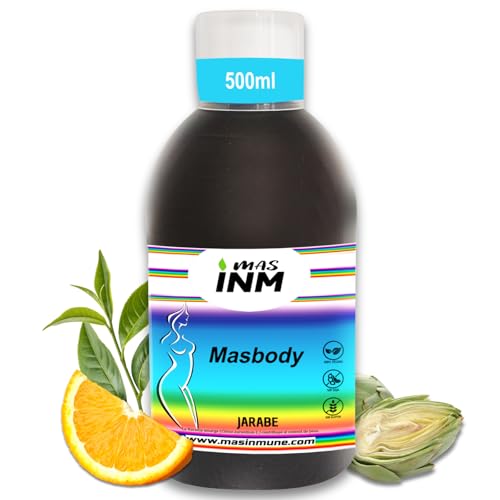 MASBODY Jarabe detox adelgazante 500 ml – Quemagrasas potente con L-Carnitina, Té verde, Cola de caballo y vitaminas B – Drenante diurético natural para eliminar líquidos y grasa – Masinmune