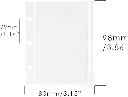 Vista 14 de 12 bolsillos transparentes A6 con cremallera, bolsa de 6 agujeros para archivar el presupuesto de diario de hojas sueltas