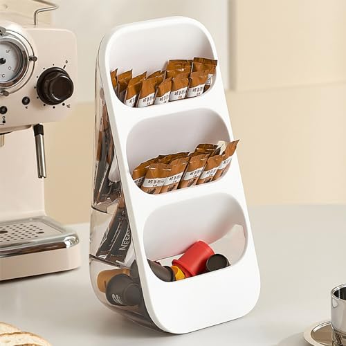 Hosoncovy Tea Bag Organizer,3 Layer Tea Bag Coffee Capsule Sugar Storage Holder - Tea Box Containers Tea Packet Rack Teabag Shelf Tea Station Stand for Cabinet Countertop (White)
