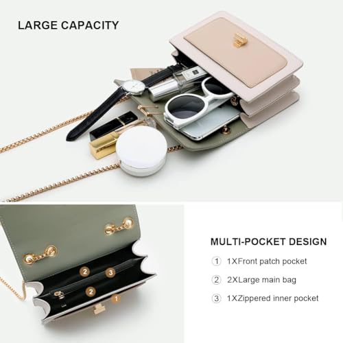 Color-Block Crossbody Bags for Women Purse Square Flap Leather Shoulder Bag Cute Designer Handbags Leather Handbag for Women3