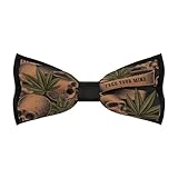 UTRSIFB Boy's Bow Tie Print Neck Bow Tie, Daily Casual Bow Tie, Fashion Trend Classic Bow Tie, Great For Weddings, Groom, Gift Compatible with Marijuana Weed Cannabis Leaves Dead Skull Head Art
