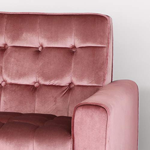 Christopher Knight Home Aubrie Tufted Velvet Loveseat Tipped Tapered Legs, Blush And Gold Finish #TOP4