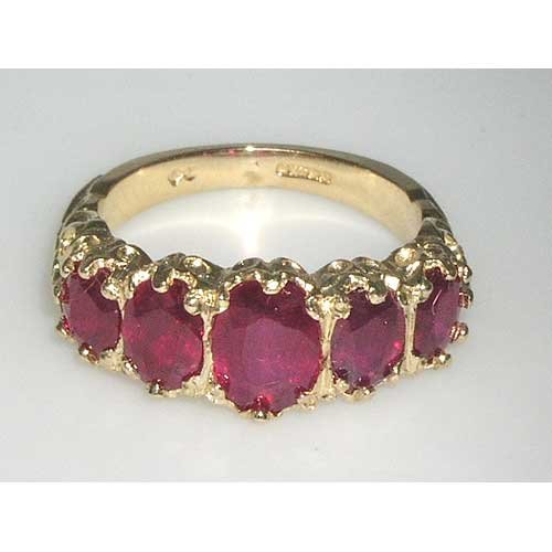 Letsbuygold 14K Yellow Gold Natural Ruby Womens Band Ring - Size 5 #TOP1