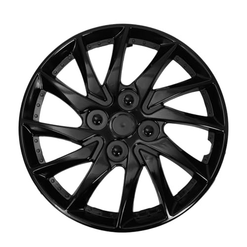 Enjoliveur roue 14 pouces noir et cache-moyeu pour jante acier de voiture