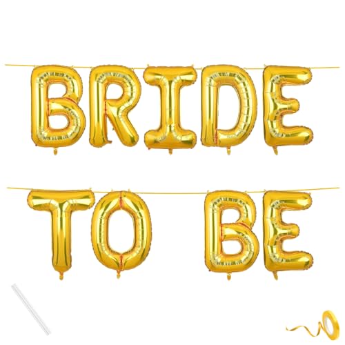 Image of Bride To Be Banner Gold for Wedding Home Girls Foil Balloon Decoration Decor Celebration Golden