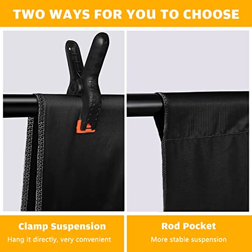 8.5 X 10 Ft Black Backdrop Background For Photography,High Density Polyester Fabric Pure Black Photo Backdrop With 4 Backdrop Clips #TOP2