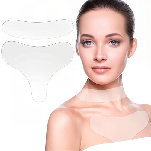 2 pcs almohadillas de silicona para el pecho, parches antiarrugas escote, almohadillas antiarrugas de silicona reutilizables para el cuello y el pecho, para reducir arrugas en el pecho