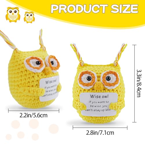Image of Hoedia Handmade Emotional Pickle Gift, Emotional Cucumber Crochet Doll Inspirational Gifts with Cards, Cute Knitted Funny Support Pickle Friend Birthday (Wise Owl)