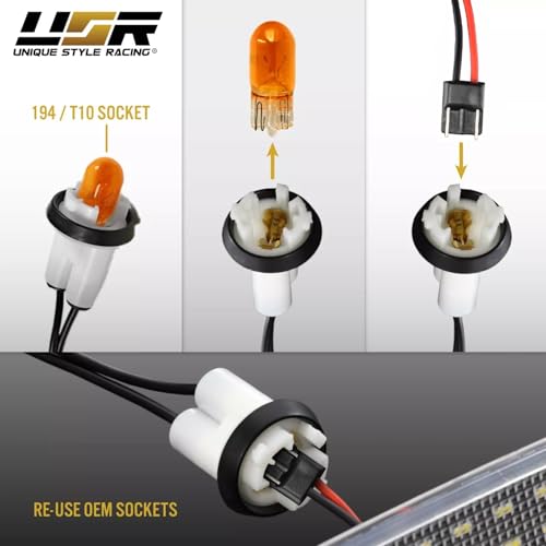 USR 97-01 XJ SUV Side Marker Light – Front Smoked Parking Lamps (Left + Right) Pair - Compatible with 1997-2001 Jeep Cherokee All Models Limited, SE, Sport (SMOKE LENS w/AMBER LED) by USR UNIQUE STYLE RACING - Image 4