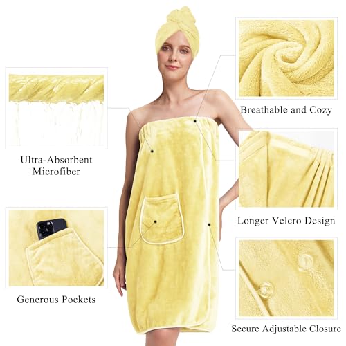Image of PJGGZ Towel Wrap for Women, Three Adjust Clasps Closure Bath Wraps After Shower Spa Sauna Bathrobe(Available in Plus Size)