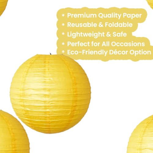 Image of Wanna Party 10 inch Yellow Round Paper Lanterns Decorative Hanging Chinese Japanese Paper Lanterns Lamp for Birthday Halloween Wedding Baby Bridal Shower Fall Home Decor Party Decoration