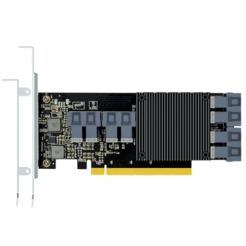 GLOTRENDS ST538 8-Port U.2 SFF-8643 to PCIE 3.0 X16 Adapter Card with PEX8749 Controller (PCIE 3.0 Switch 48 Lanes 18 Ports), Regular and Low-Profile Bracket