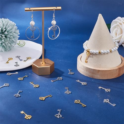 SUNNYCLUE 1 Box 100Pcs Christmas Metal Key Charms Bulk Silver Skeleton Key Charm Mini Small Lock and Ley Vintage Love for jewellery Making Valentines Day Women DIY Necklace Earrings Bracelet - Image 4
