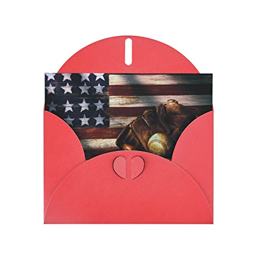 Tarjeta de felicitación de papel con perla de béisbol de bandera estadounidense (horizontal) tarjeta de agradecimiento en blanco