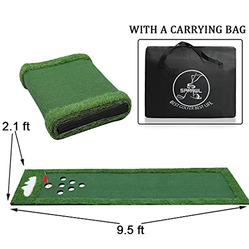 Sprawl Portable Golf Putting Green Practice Mat | Golf Pong Game Set With Golf Hole Covers & Carrying Bag For Indoor & Outdoor Office Party #TOP3
